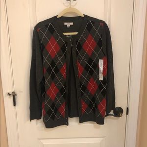 Red and black plaid cardigan